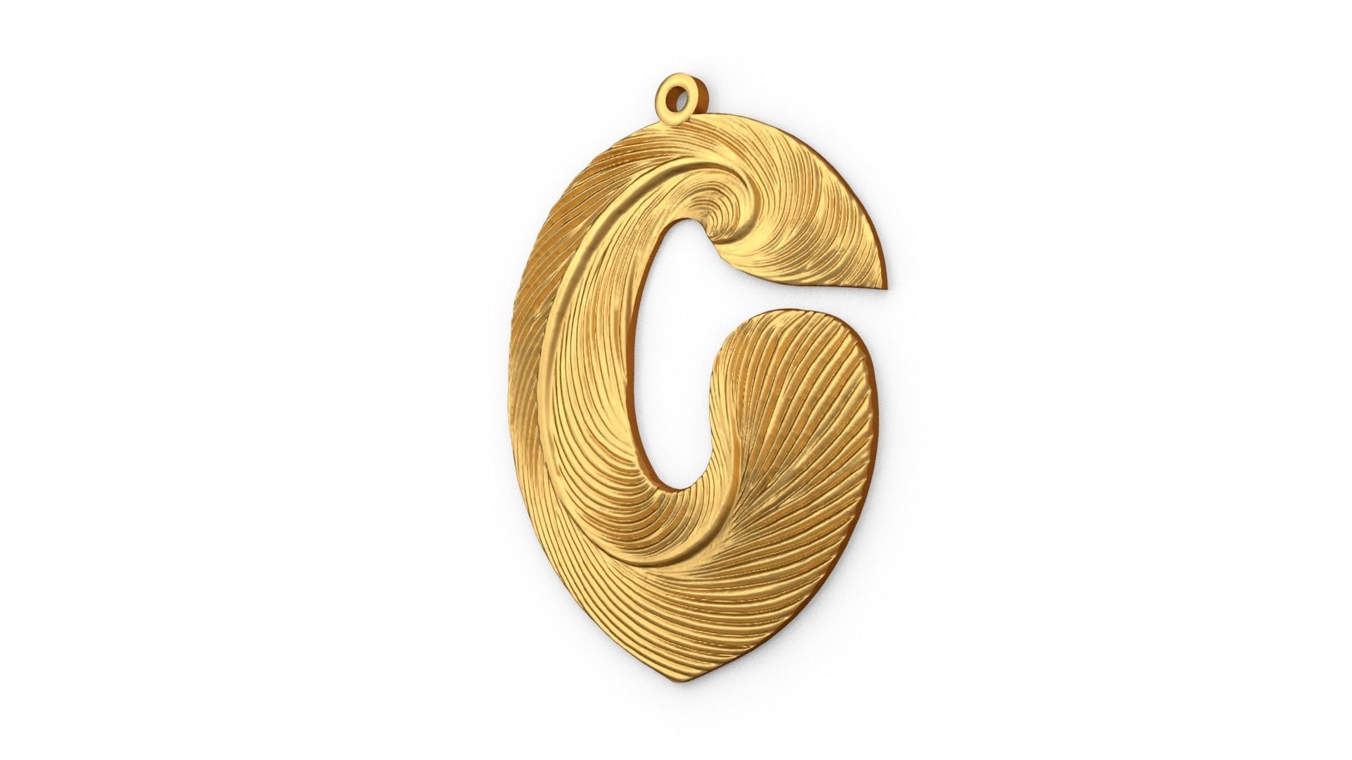Alphabet Letter C Pendant  3D print model_2