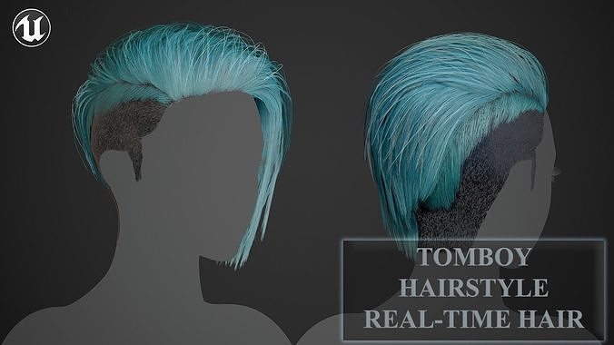 Game Real-Time Tomboy Hairstyle UE5 Low-poly 3D model