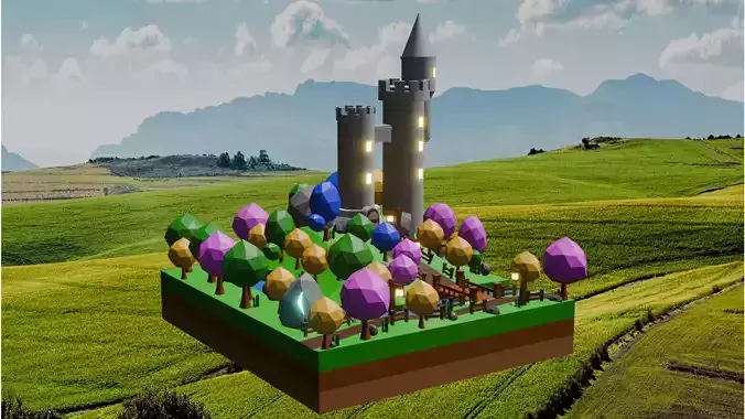 Low Poly Small Tower Landscapes