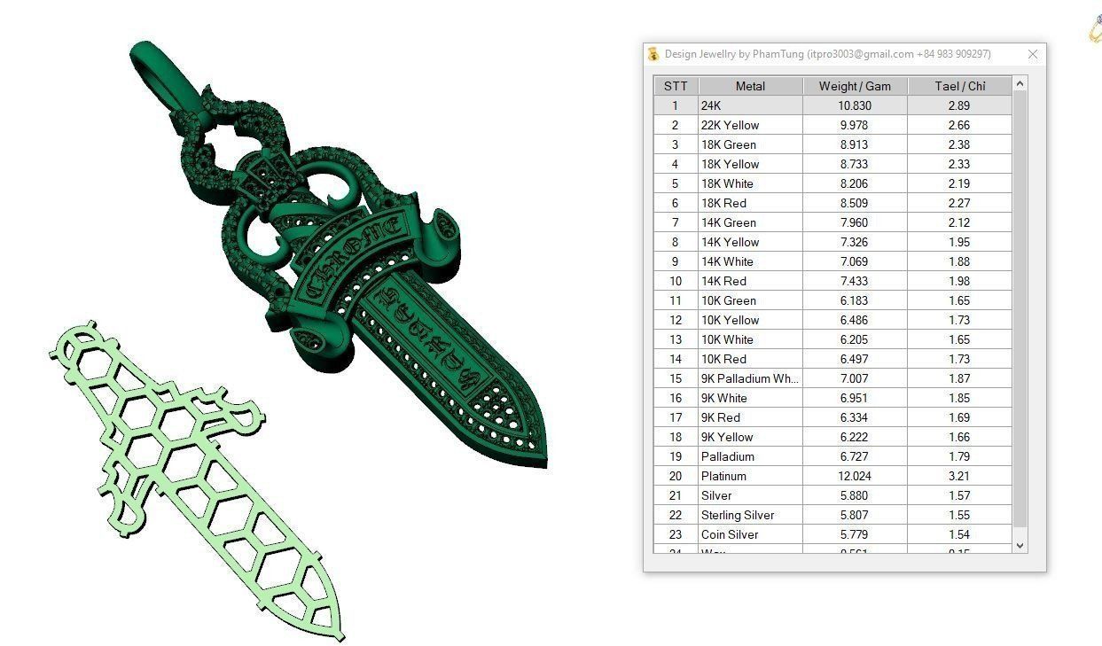 Dragger pendant 3D print model_5