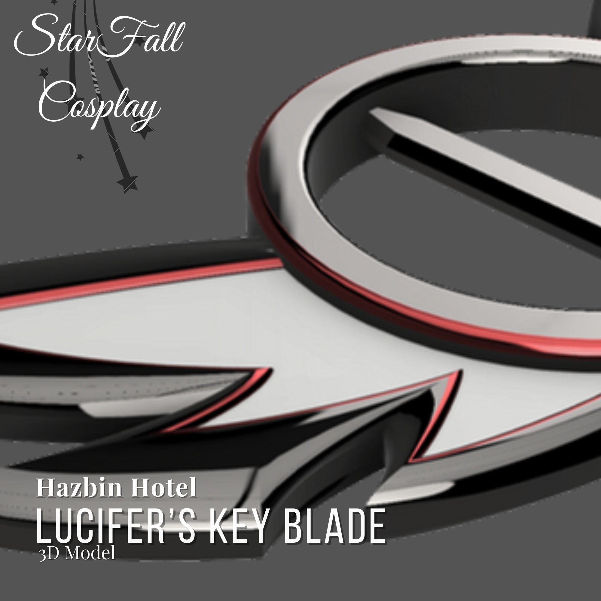 Lucifer Morningstars Keyblade 3D Model Hazbin Hotel Cosplay 3D print model_3