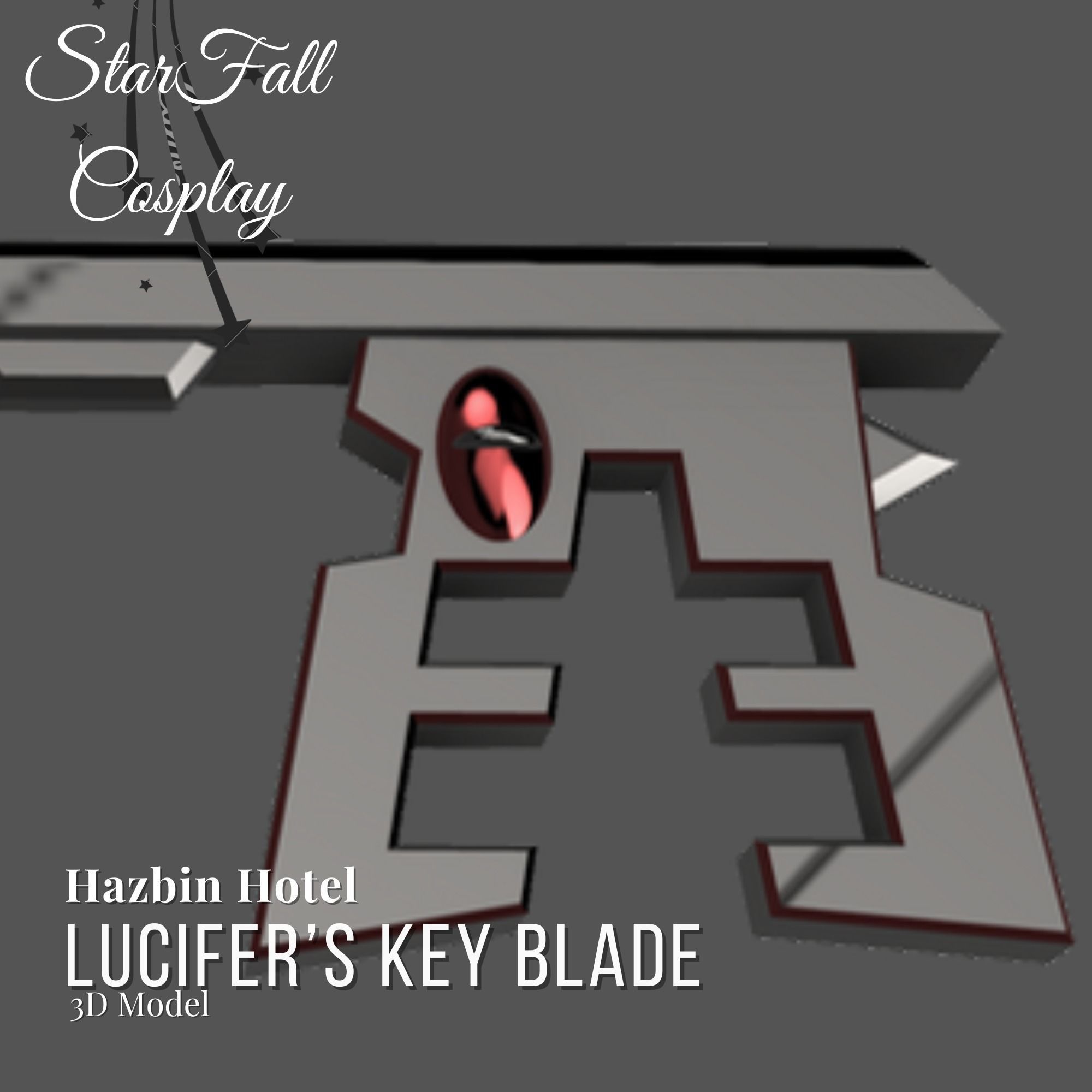 Lucifer Morningstars Keyblade 3D Model Hazbin Hotel Cosplay 3D print model_2