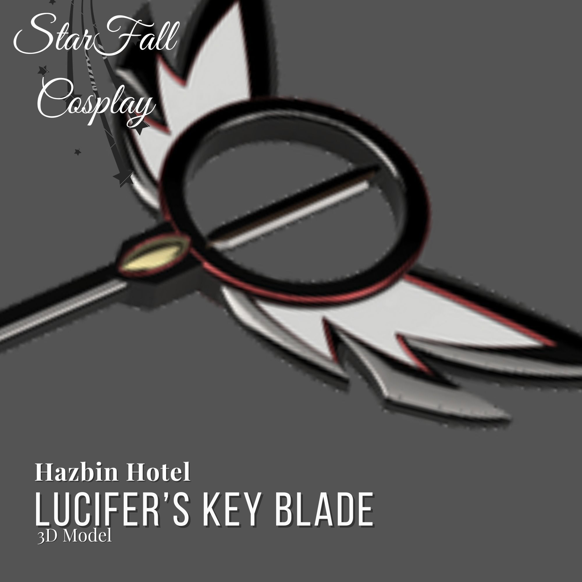 Lucifer Morningstars Keyblade 3D Model Hazbin Hotel Cosplay 3D print model_1