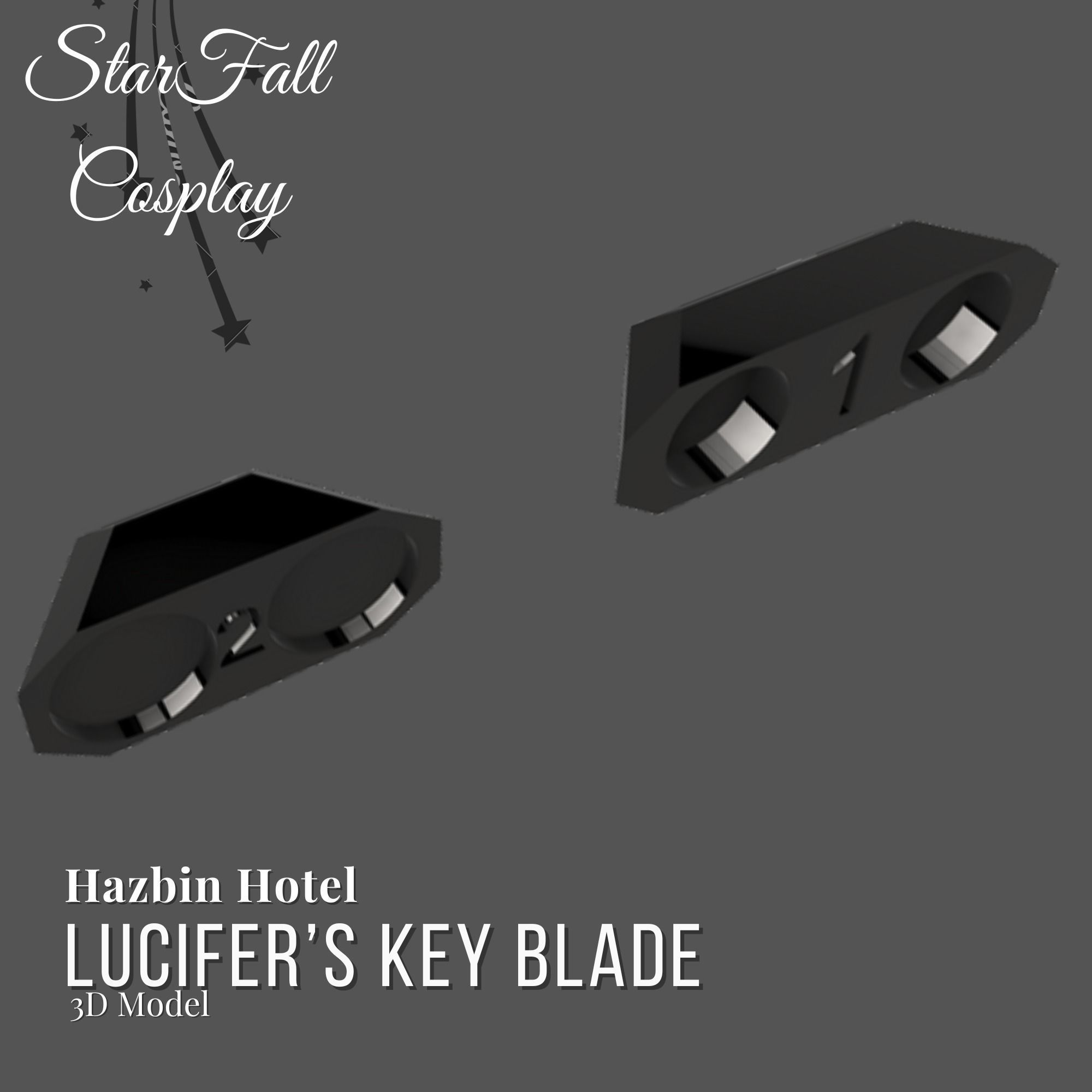 Lucifer Morningstars Keyblade 3D Model Hazbin Hotel Cosplay 3D print model_5