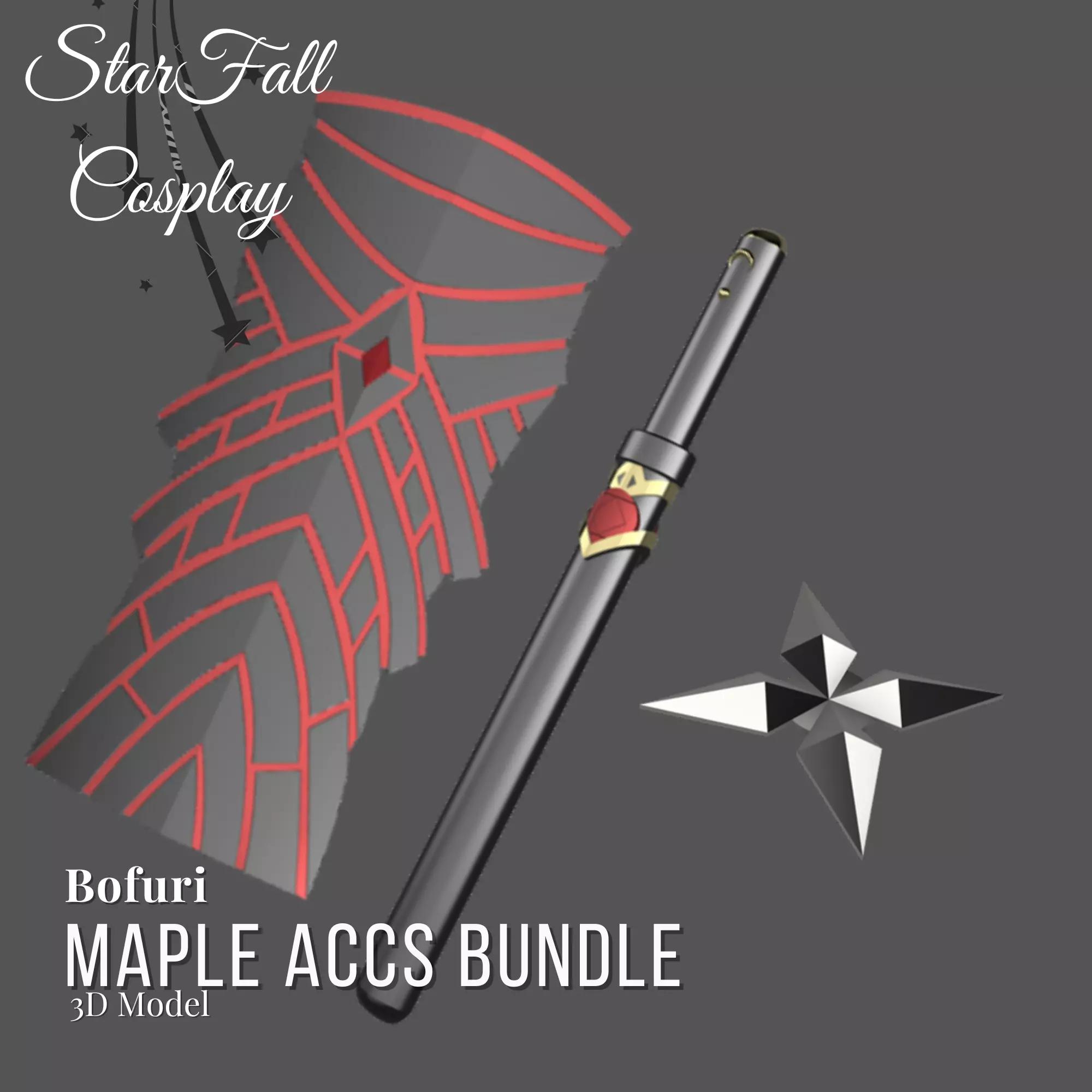 Maple Accessory Bundle 3D Models Bofuri Cosplay 3D print model_0