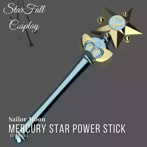 Mercury Star Stick 3D Model Transformation Wand Sailor Scout 3D print model