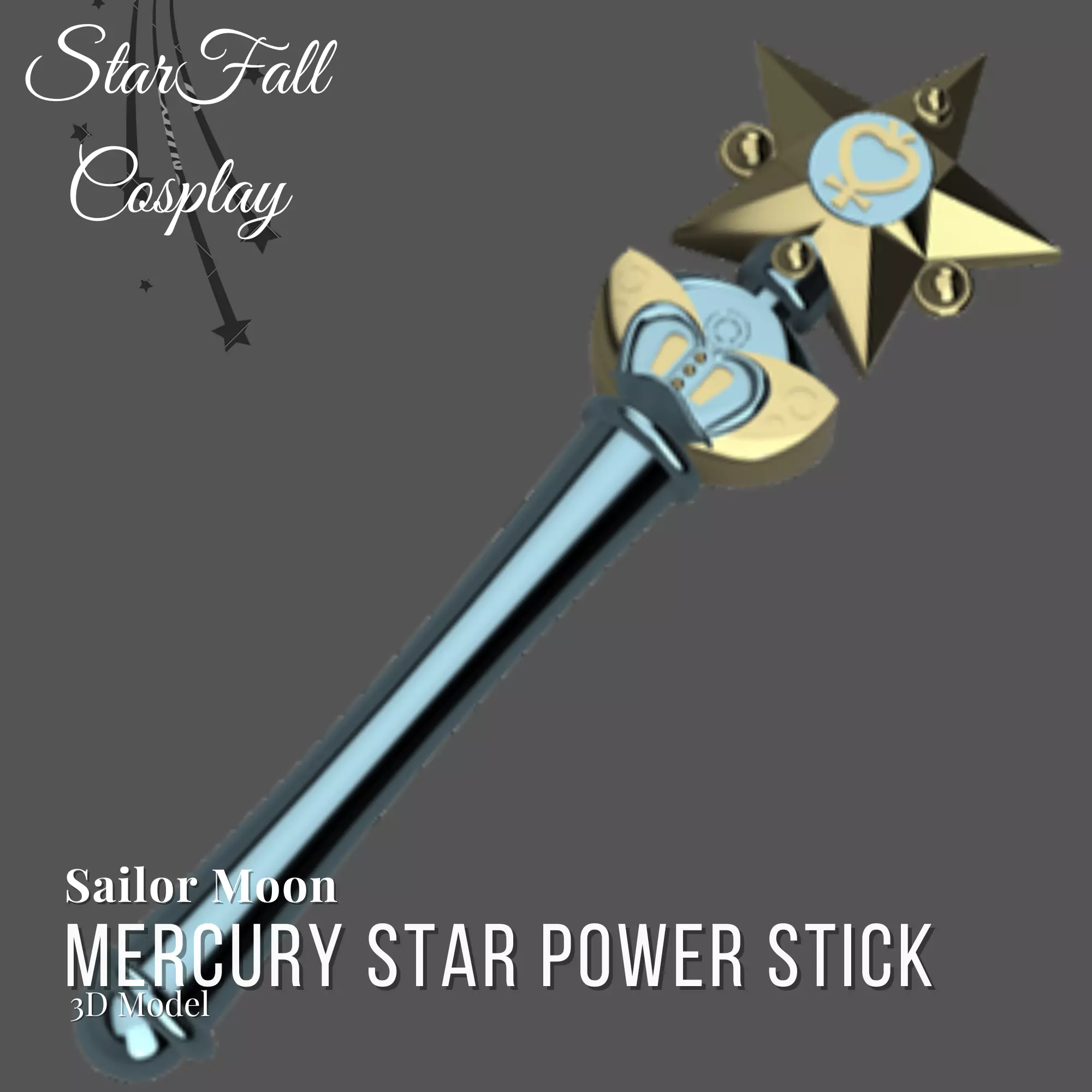 Mercury Star Stick 3D Model Transformation Wand Sailor Scout 3D print model_0