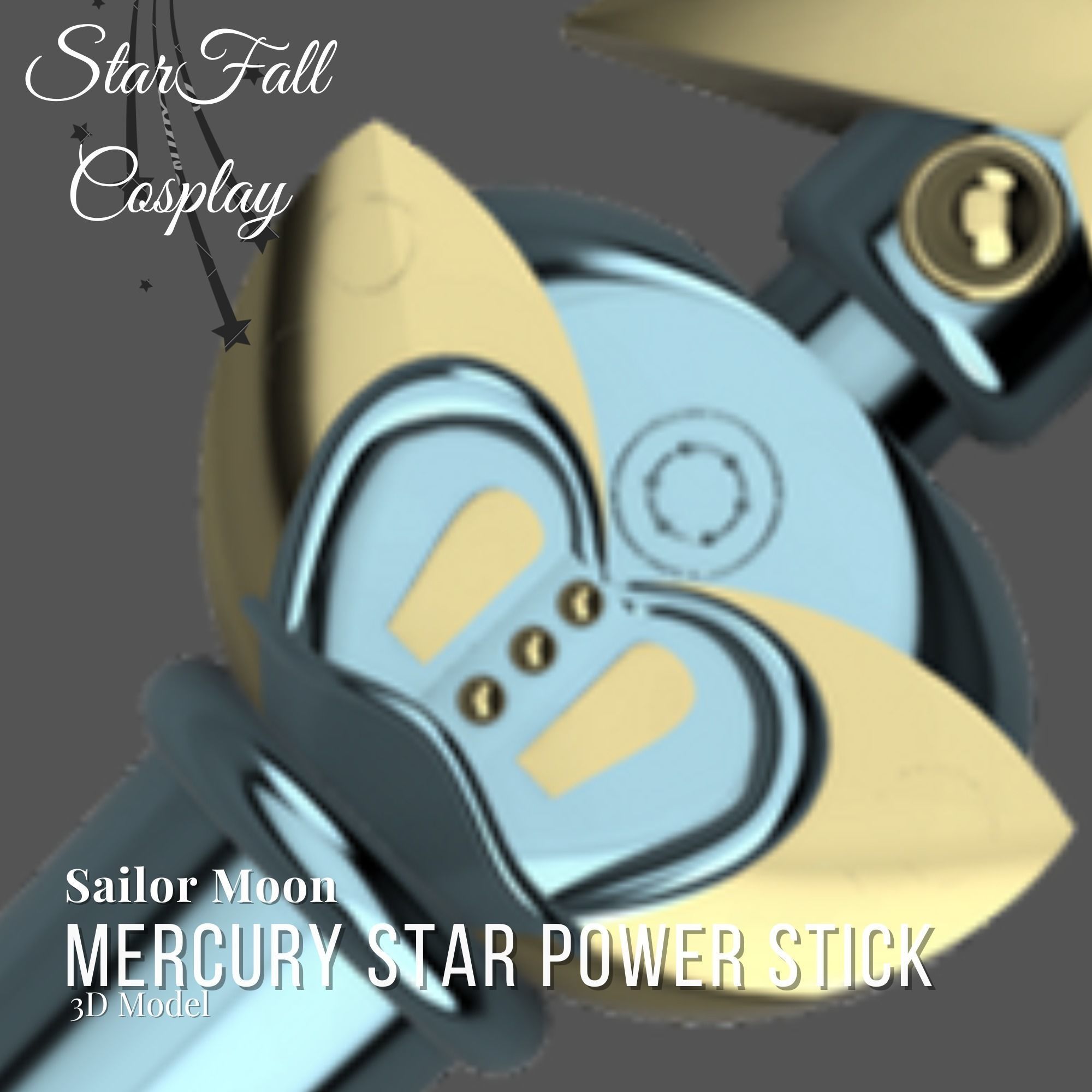 Mercury Star Stick 3D Model Transformation Wand Sailor Scout 3D print model_3
