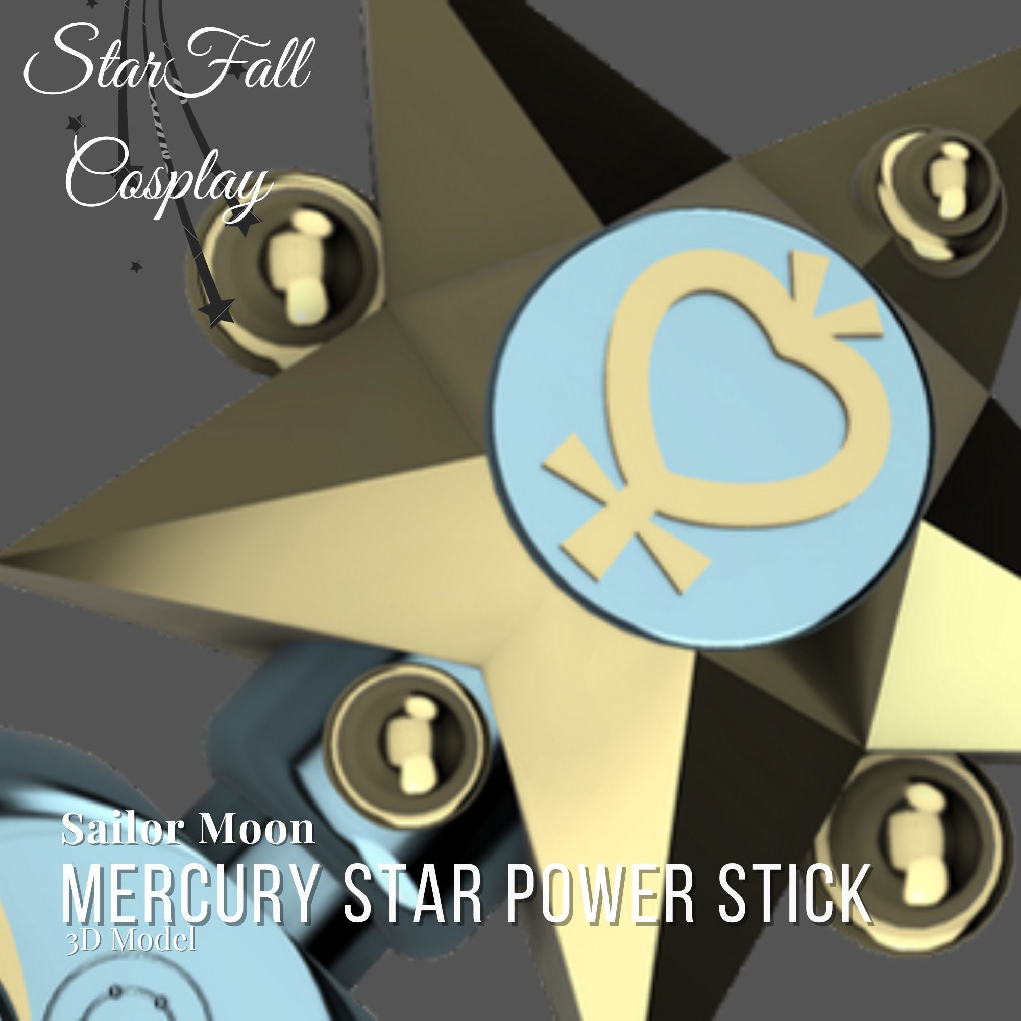 Mercury Star Stick 3D Model Transformation Wand Sailor Scout 3D print model_2