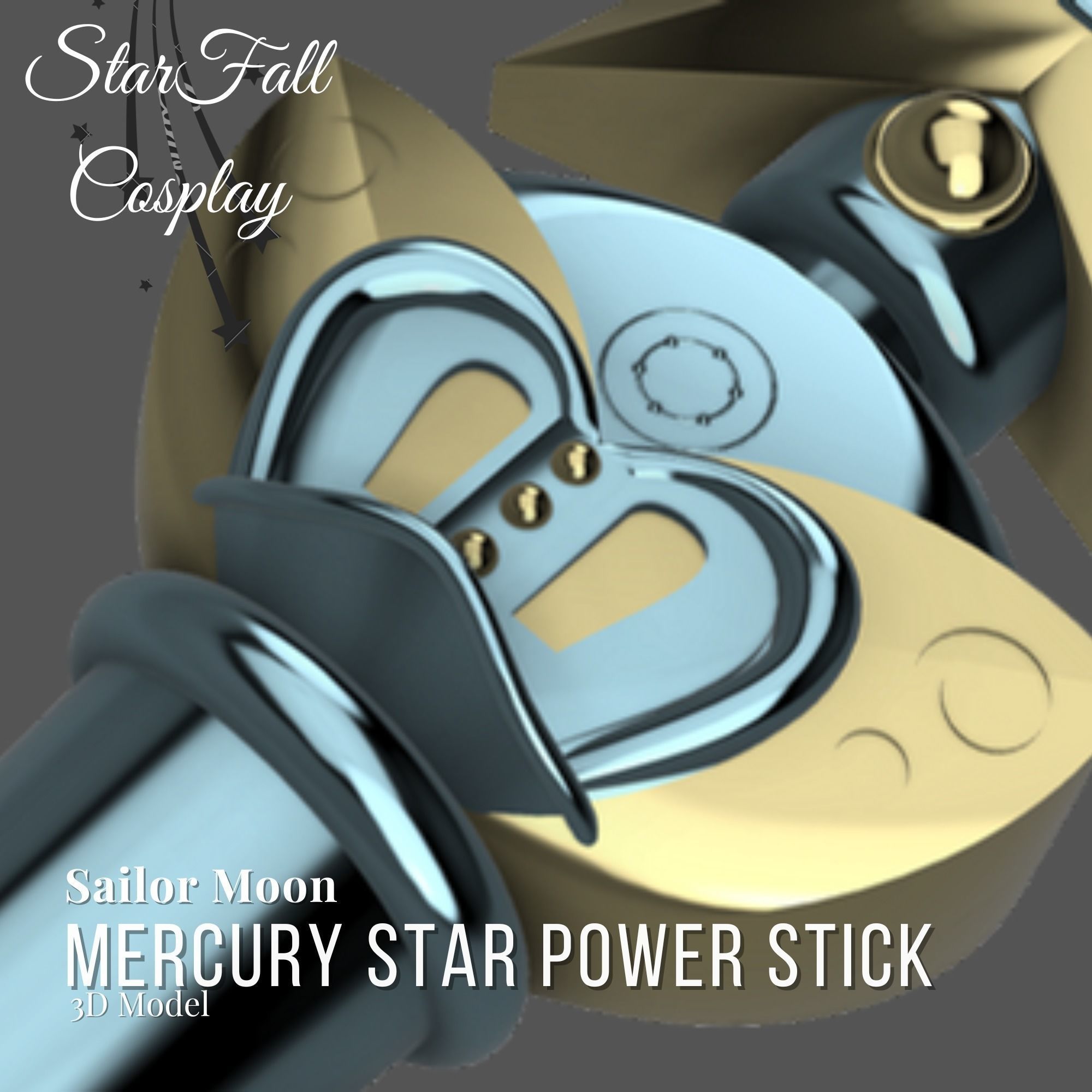 Mercury Star Stick 3D Model Transformation Wand Sailor Scout 3D print model_1