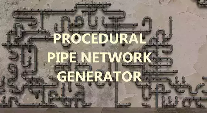 Procedural Pipe Network Generator - 4K PBR Low-poly 3D model