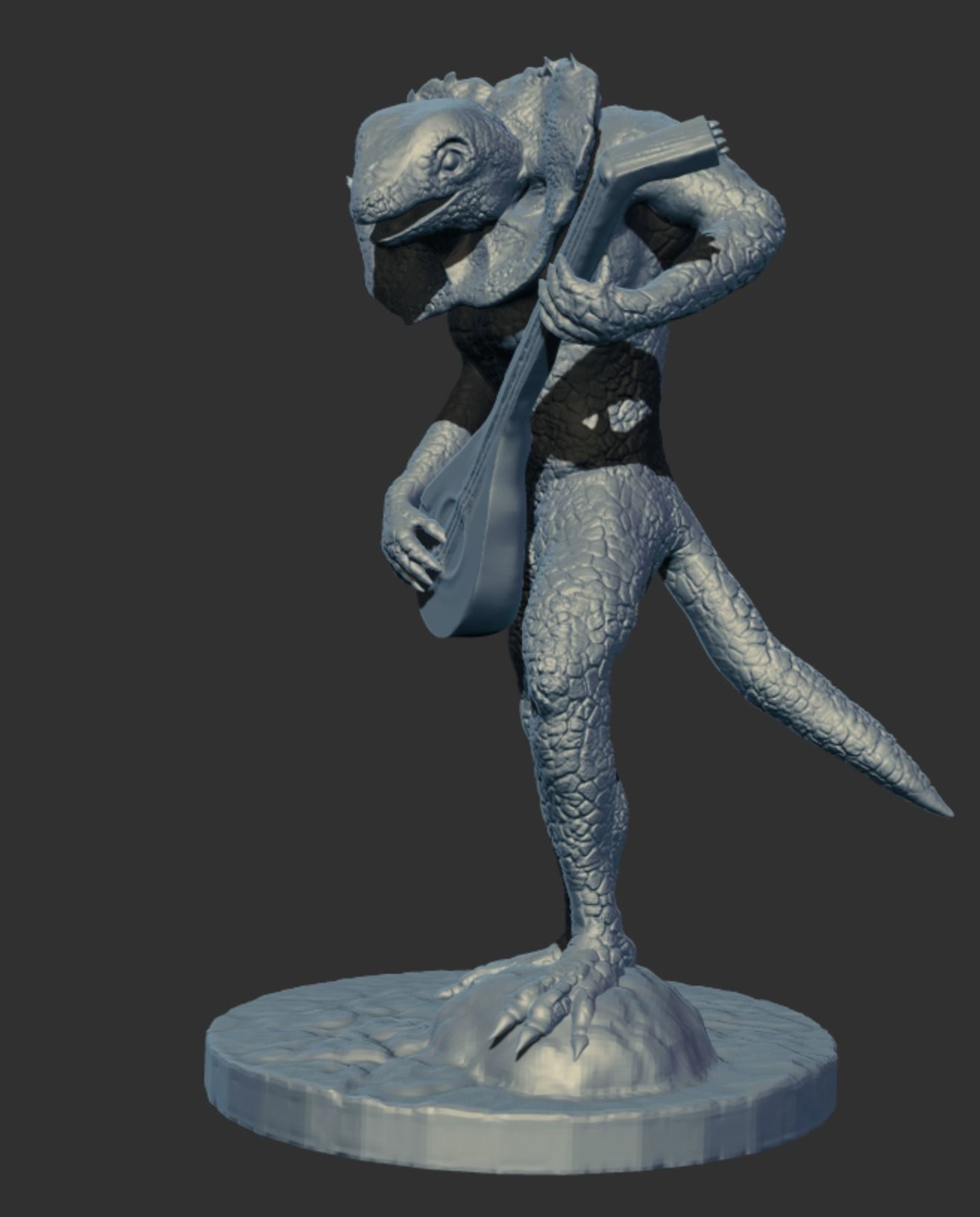 Lizardfolk Bard Tabletop RPG Miniature 3D print model_1