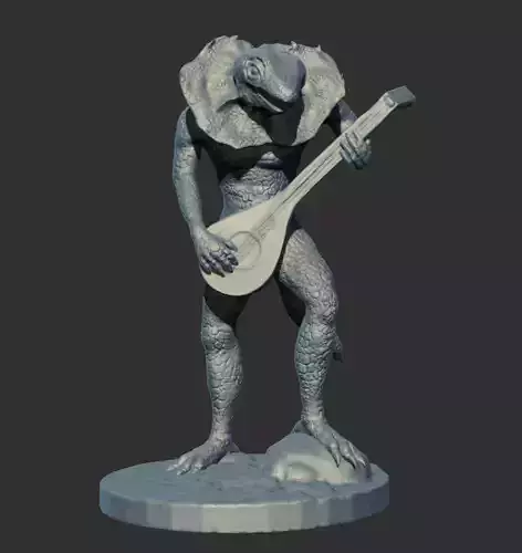 Lizardfolk Bard Tabletop RPG Miniature 3D print model