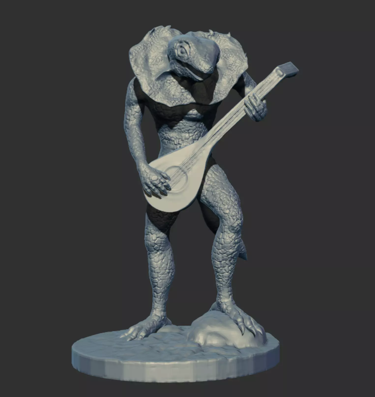 Lizardfolk Bard Tabletop RPG Miniature 3D print model_0