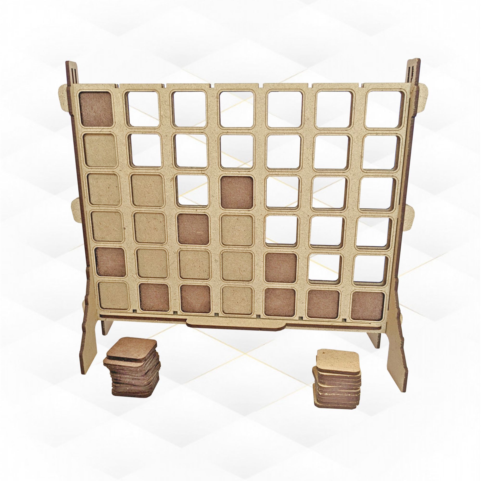 Gift Connect 4 board game design for laser cut 3D print model_1