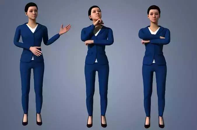 Businesswoman business woman in suit Low-poly 3D model