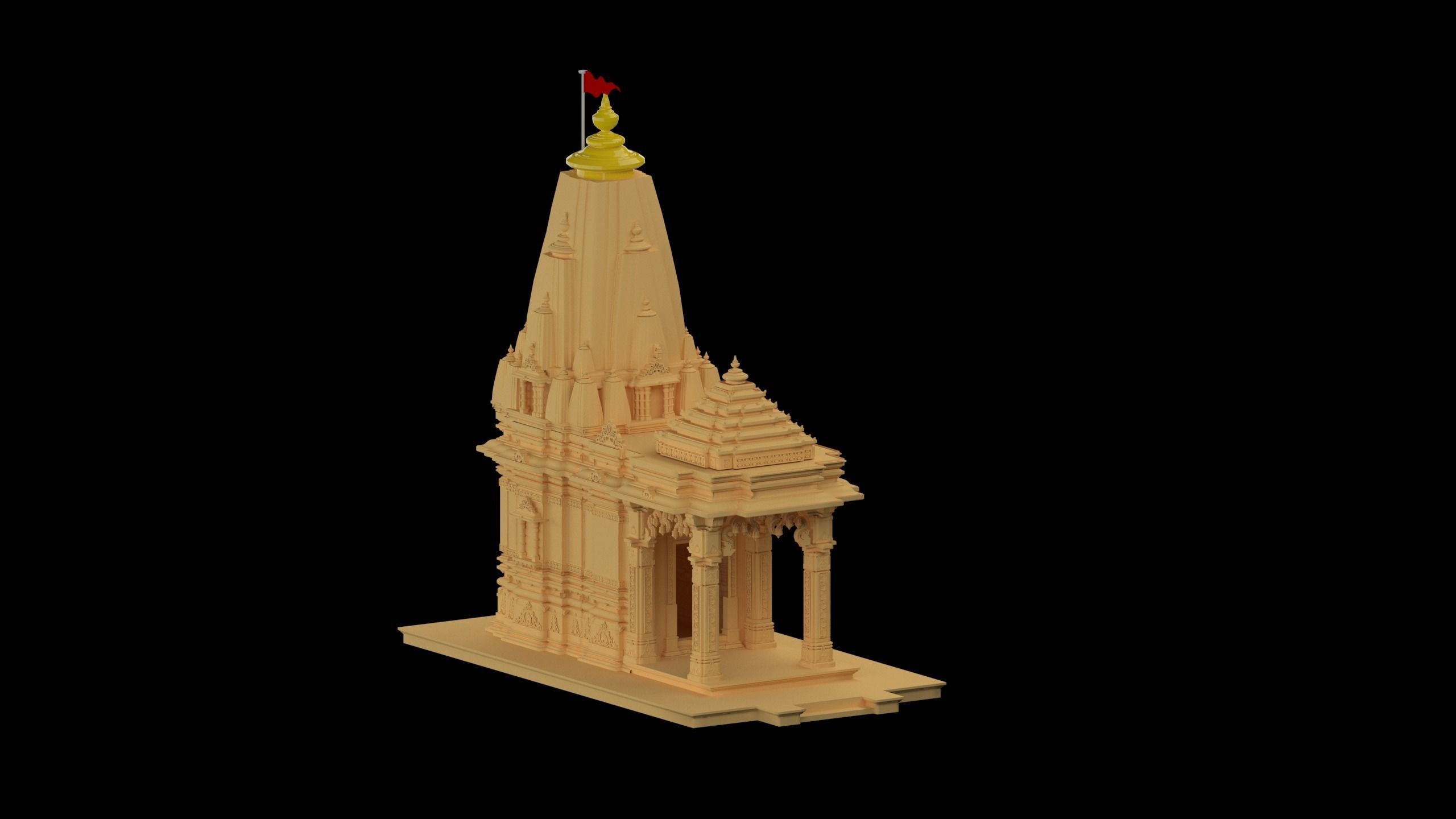 hindu temple  3D print model_5