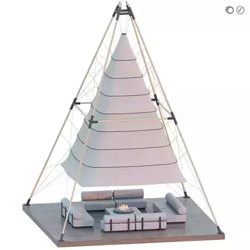 Pergola Aerarium with fireplace 4  3D model
