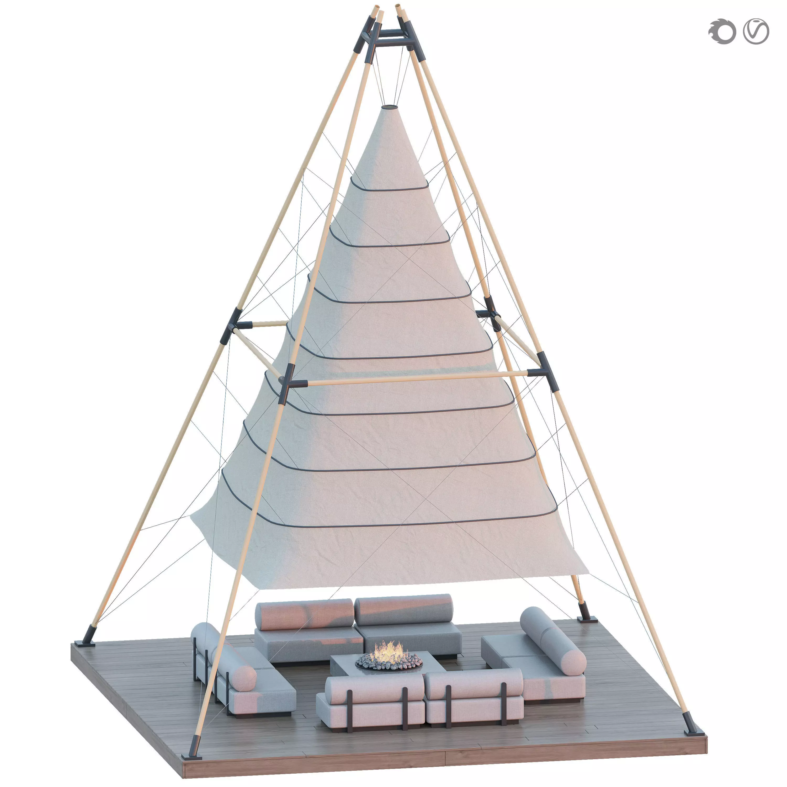 Pergola Aerarium with fireplace 4  3D model_0