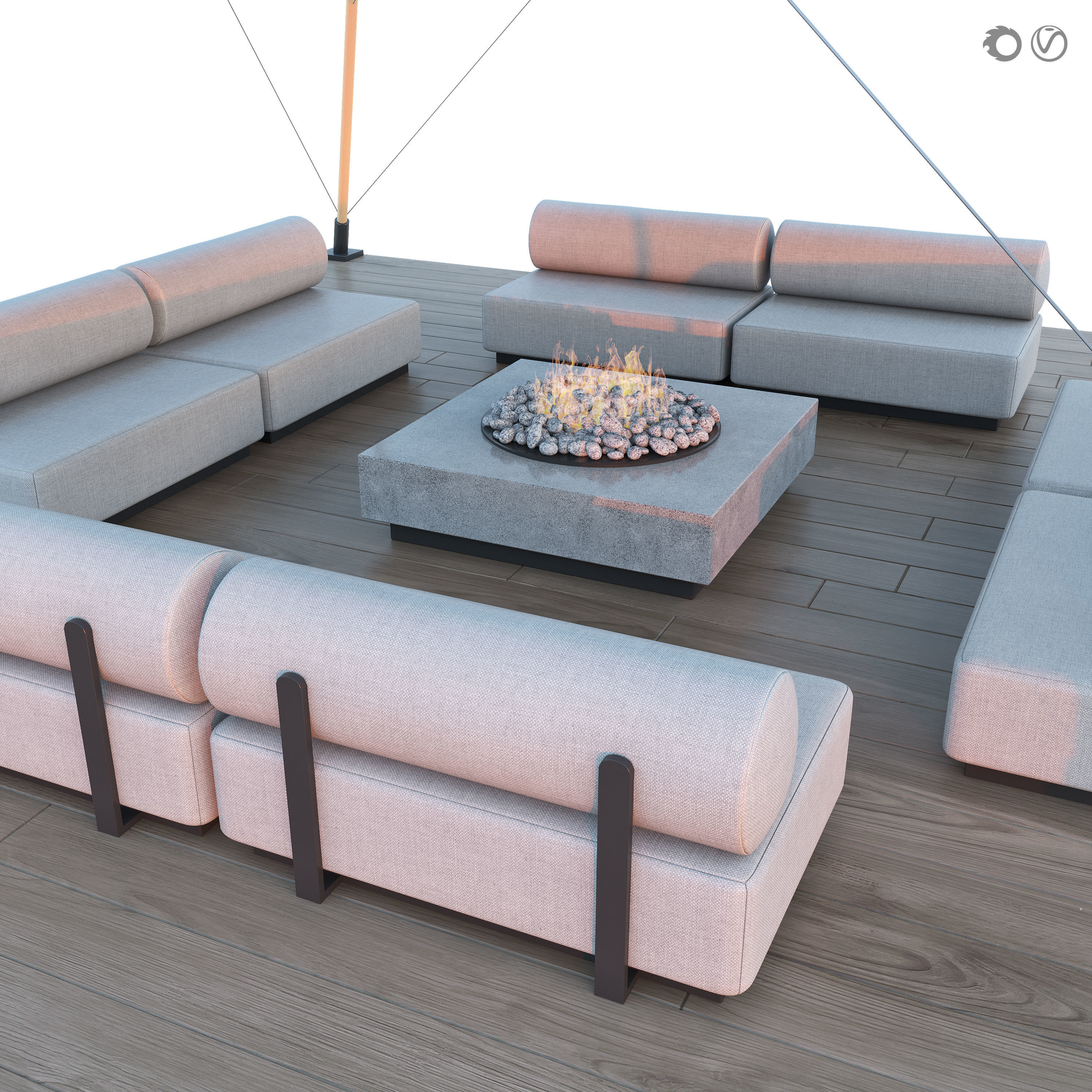 Pergola Aerarium with fireplace 4  3D model_1