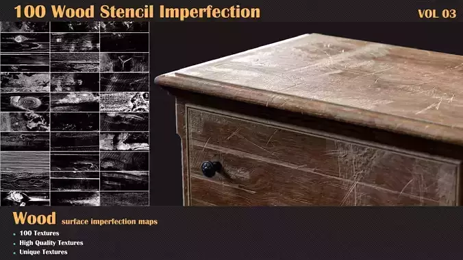 100 Wood Stencil Imperfection-VOL 03