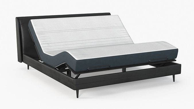 Smart Bed Black Curved Mattress 3D model 6