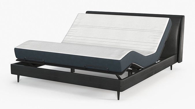 Smart Bed Black Curved Mattress 3D model 7