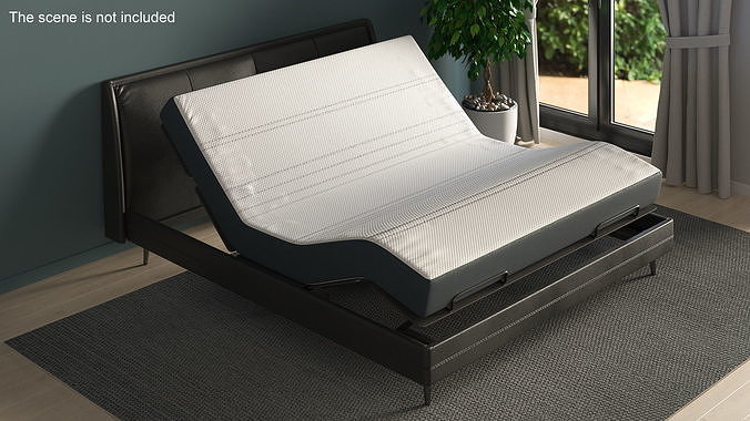 Smart Bed Black Curved Mattress 3D model
