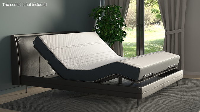 Smart Bed Black Curved Mattress 3D model 2
