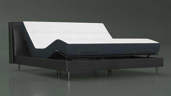 Smart Bed Black Curved Mattress 3D model 5