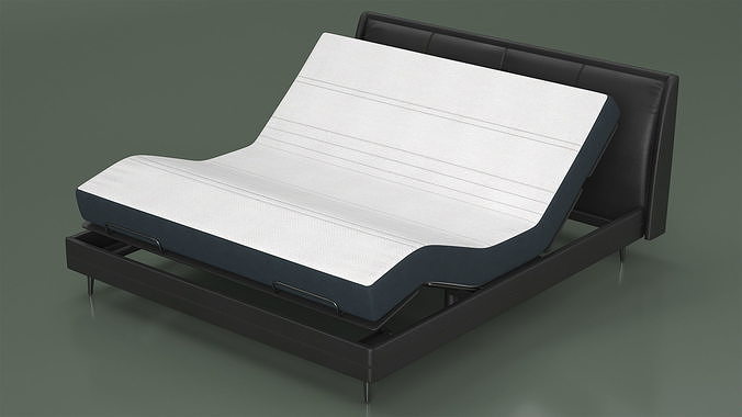 Smart Bed Black Curved Mattress 3D model 4