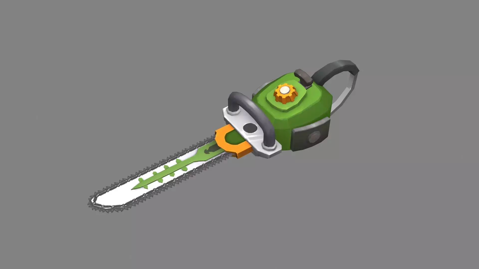 Cartoon chainsaw - cutting tool Low-poly 3D model