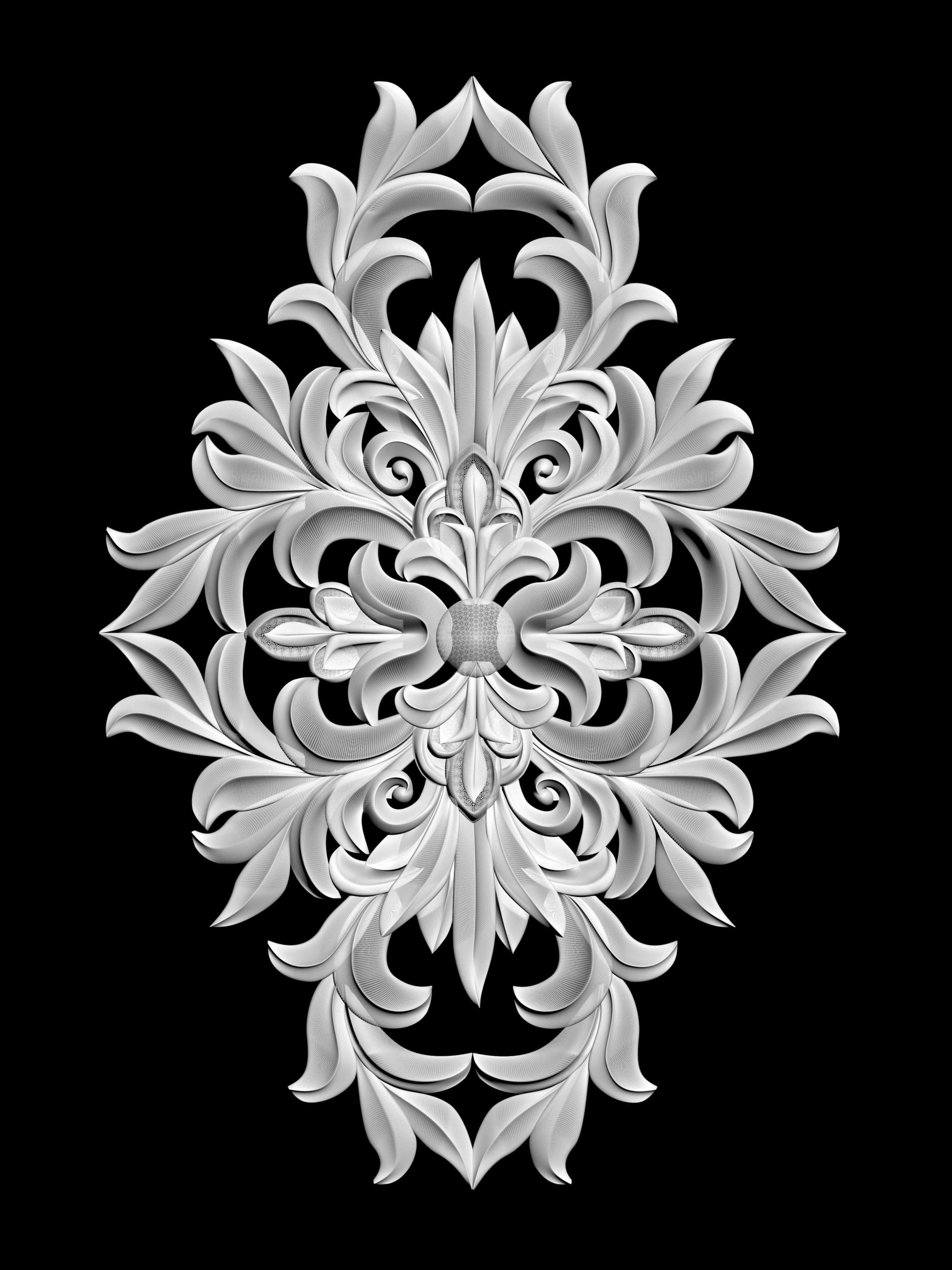 Wall decor flowers with leaves for milling CNC machines 3D print model_1