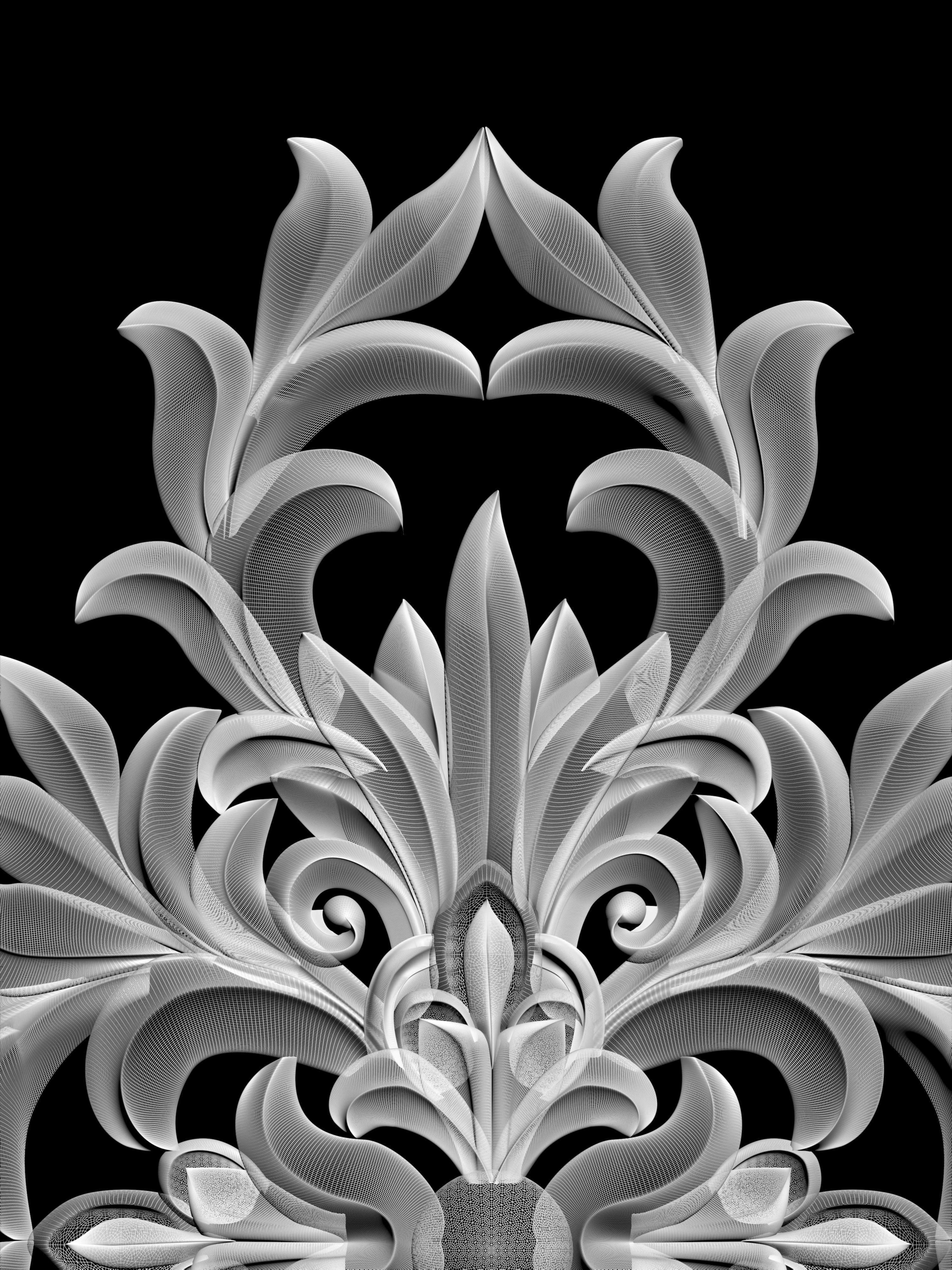 Wall decor flowers with leaves for milling CNC machines 3D print model_3
