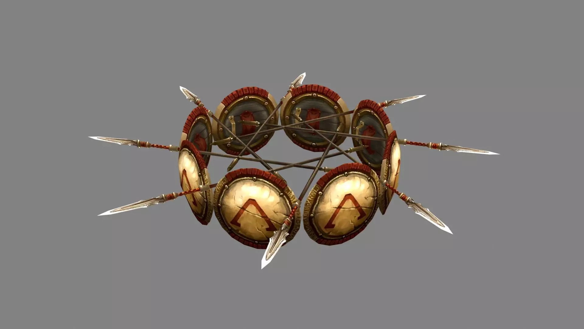 Defensive formation composed of shields  Low-poly 3D model_0