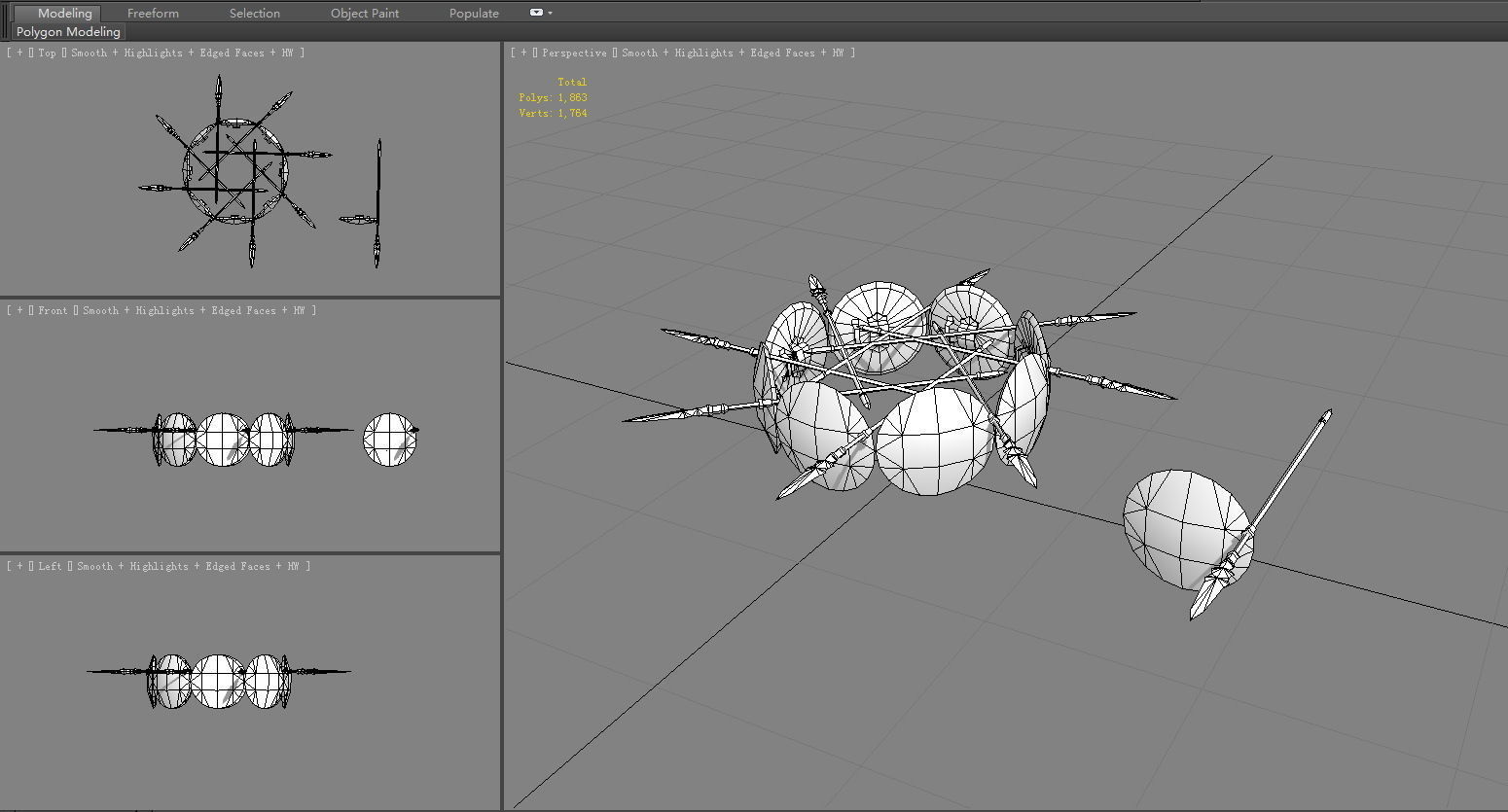 Defensive formation composed of shields  Low-poly 3D model_6