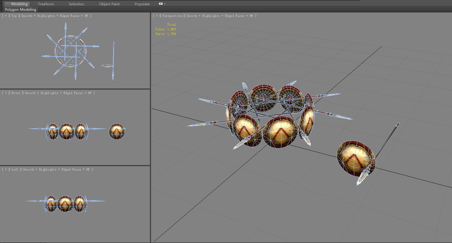 Defensive formation composed of shields  Low-poly 3D model_5
