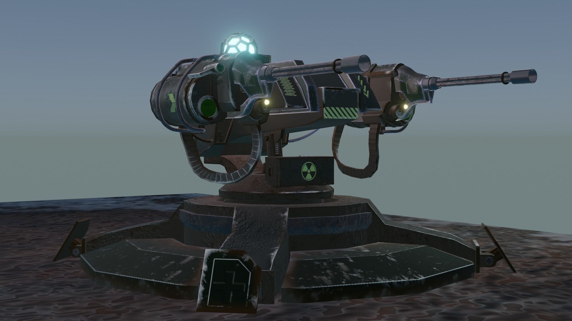 Zombie Sci-Fi Turret 3D model Low-poly 3D model_2