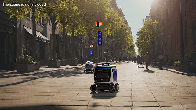 Powered Off Delivery Robot Kiwibot Blue 3D model