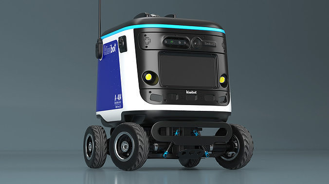 Powered Off Delivery Robot Kiwibot Blue 3D model 4