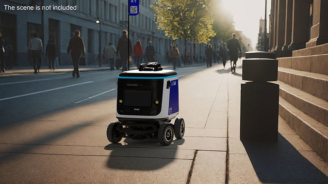 Powered Off Delivery Robot Kiwibot Blue 3D model 3