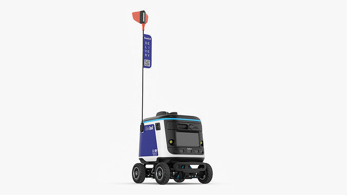Powered Off Delivery Robot Kiwibot Blue 3D model 7