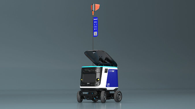Powered Off Delivery Robot Kiwibot Blue 3D model 6