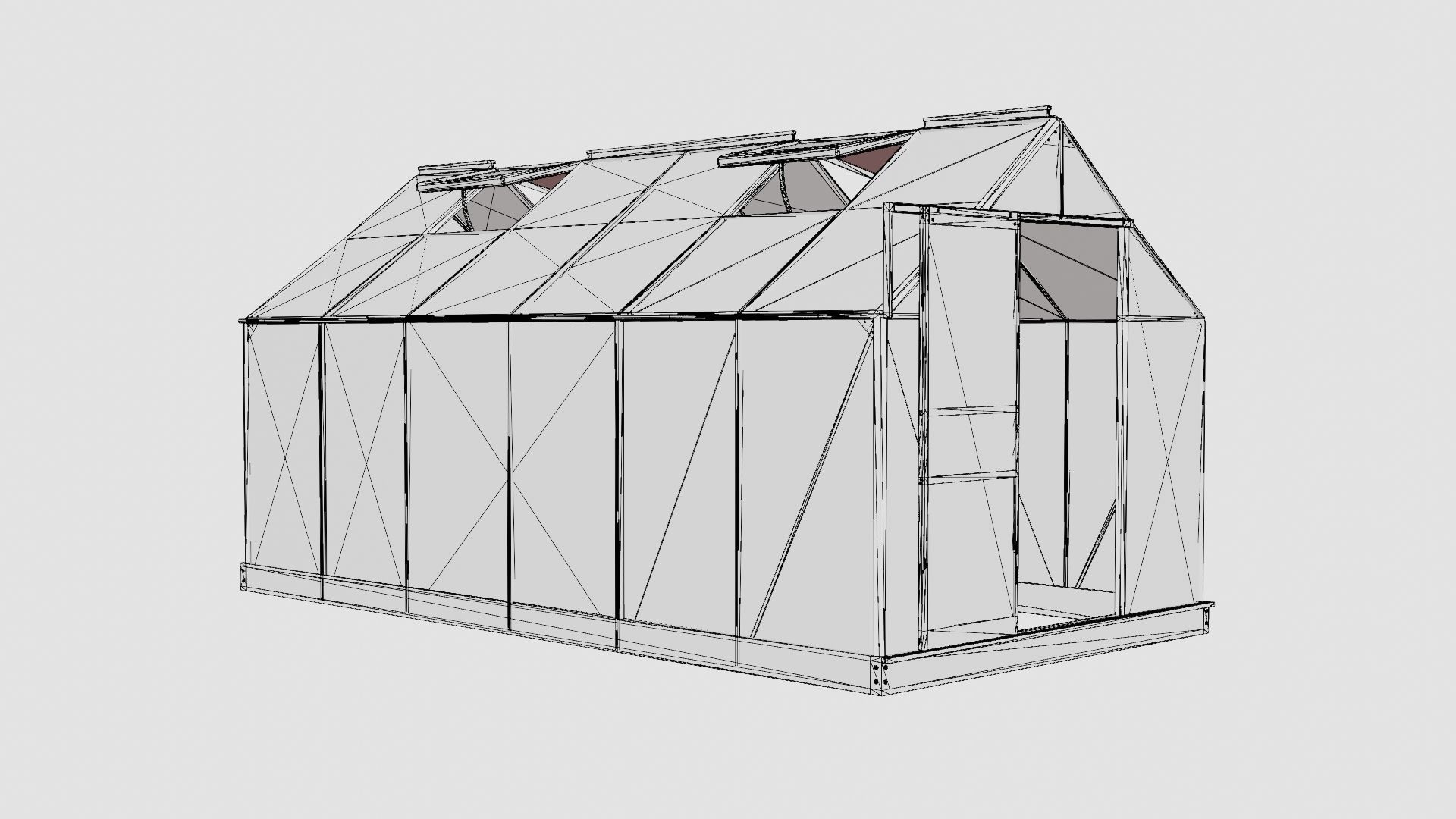 Greenhouse Venus 7500 Glass Green Low-poly 3D model_7
