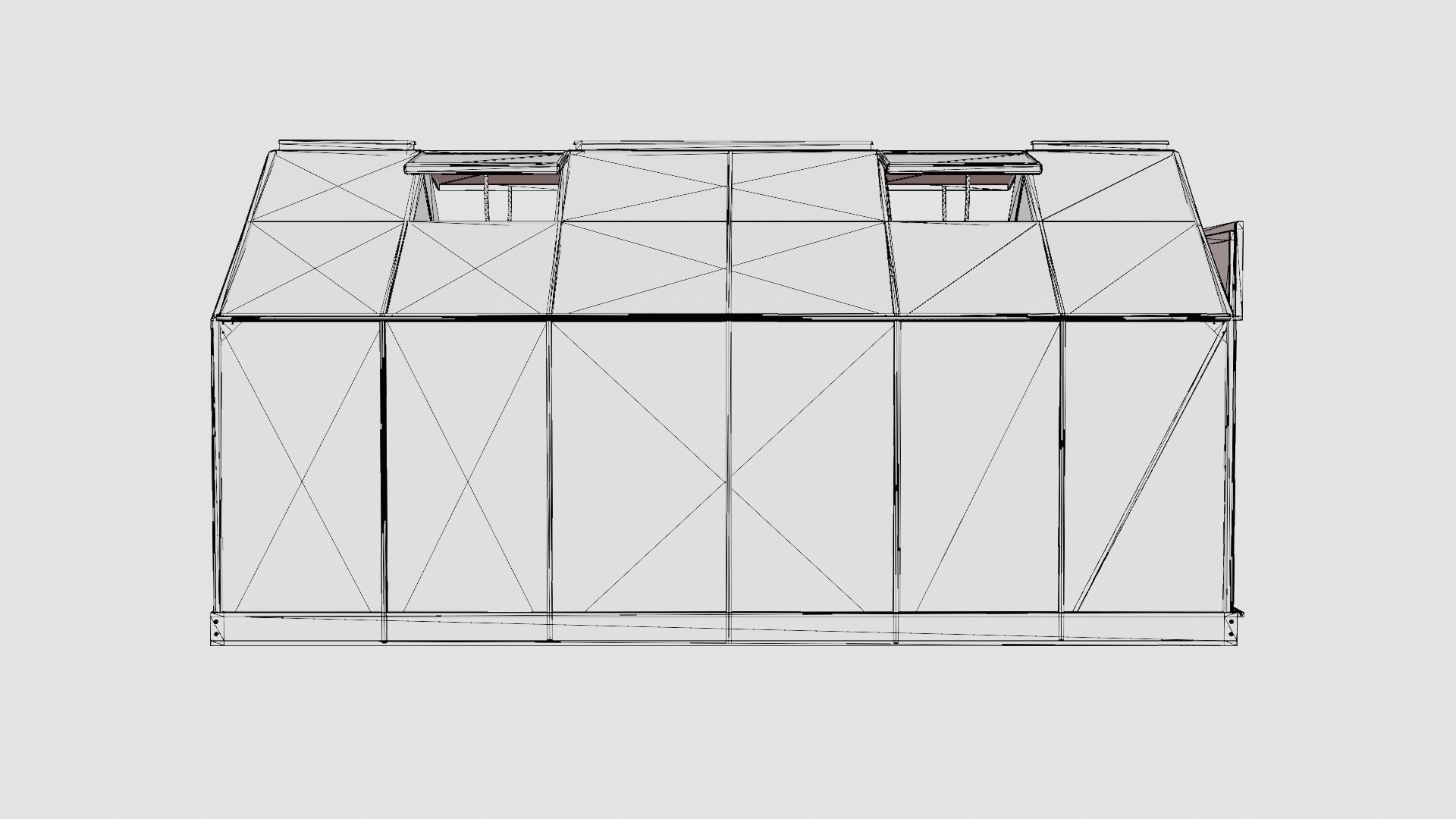 Greenhouse Venus 7500 Glass Green Low-poly 3D model_8