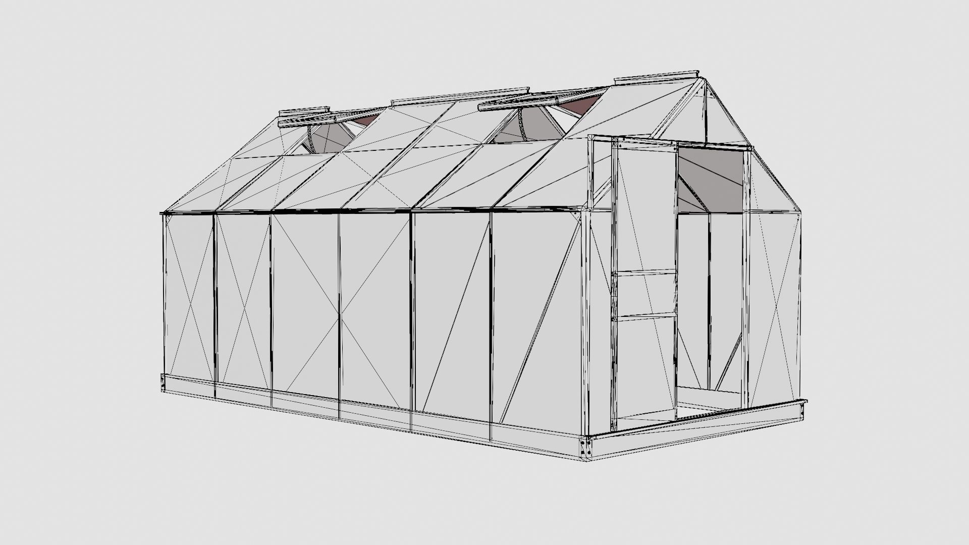 Greenhouse Venus 7500 Glass Black Low-poly 3D model_7