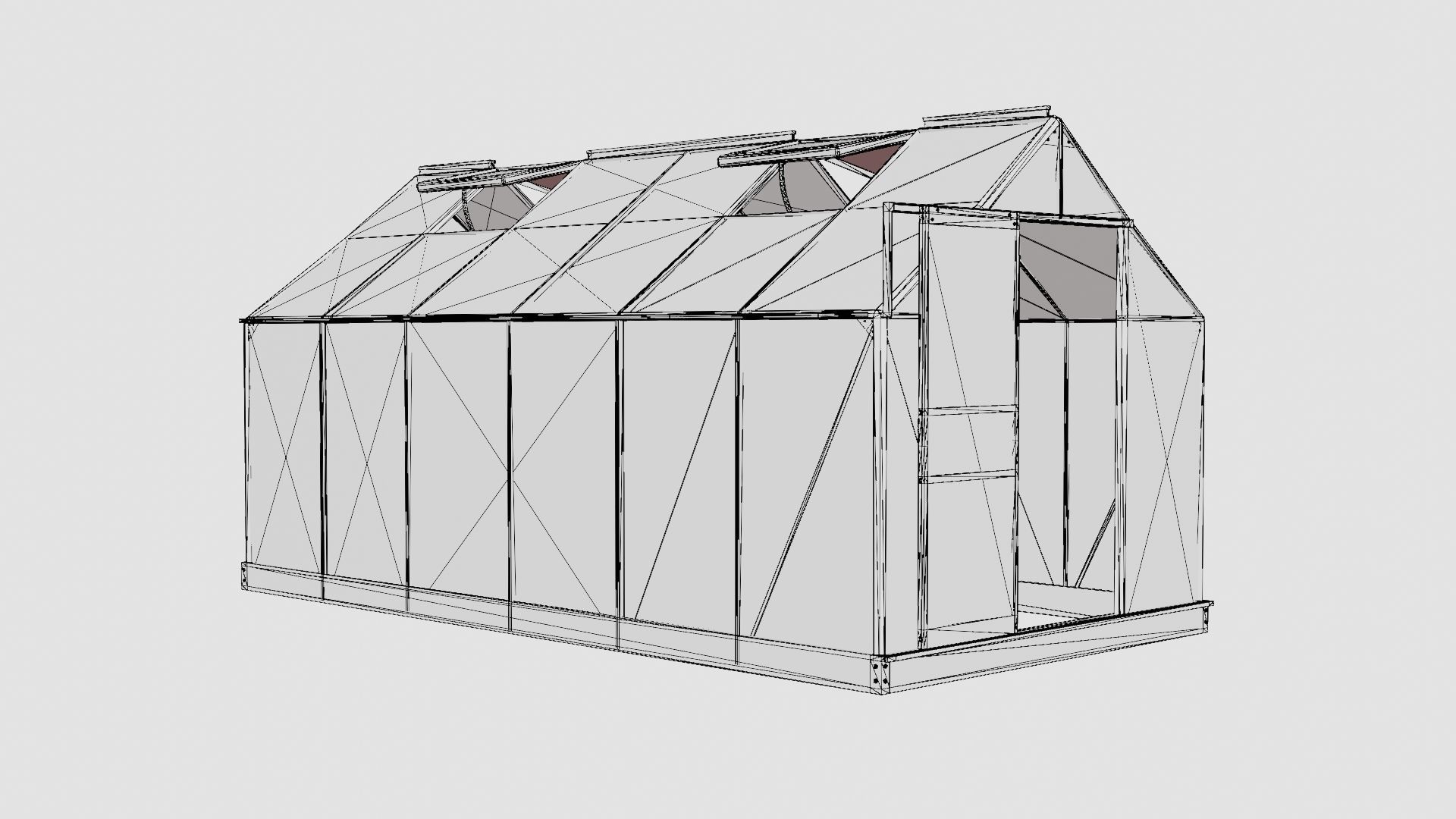 Greenhouse Venus 7500 Glass Grey Low-poly 3D model_7