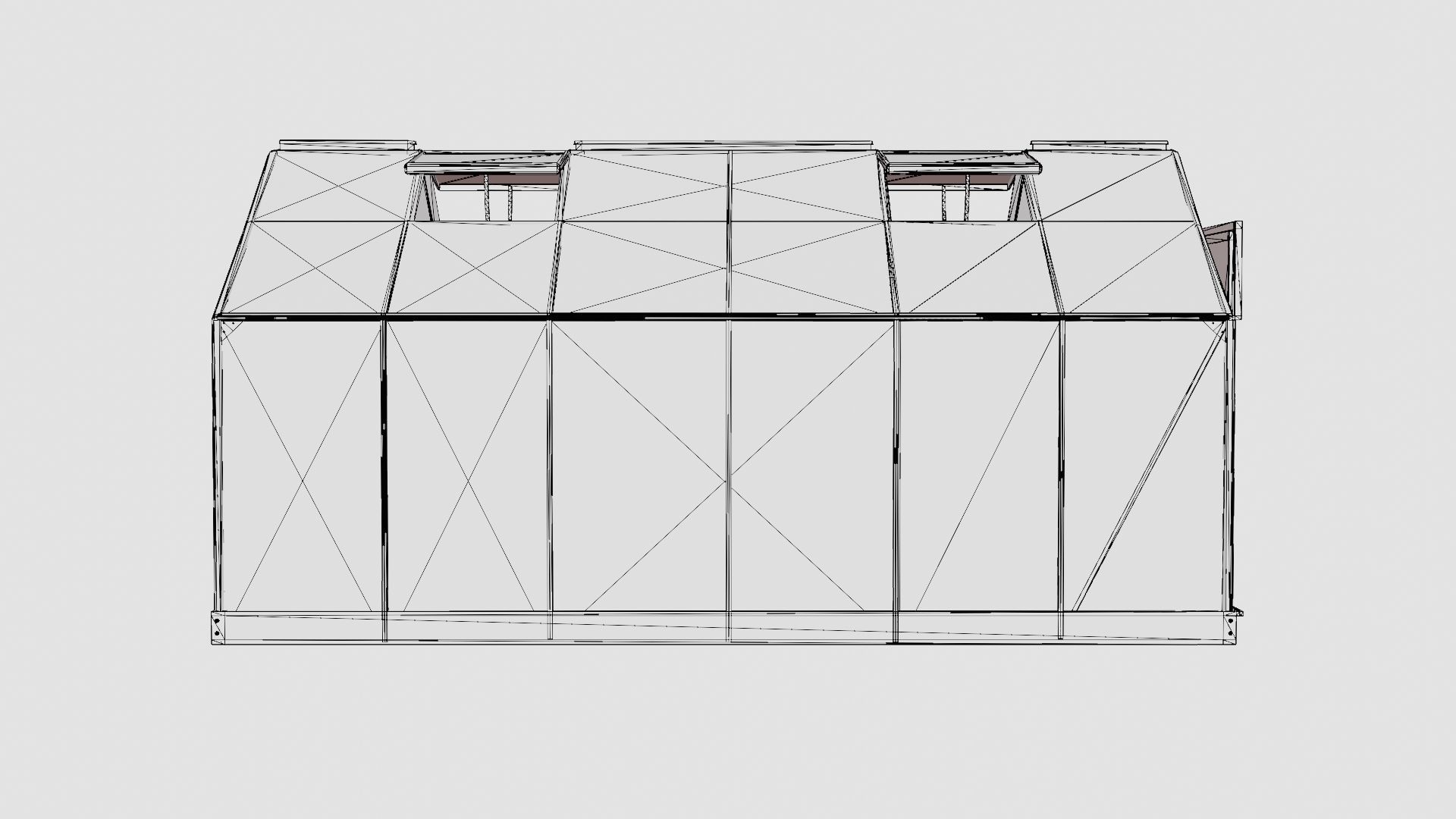 Greenhouse Venus 7500 Glass Grey Low-poly 3D model_8