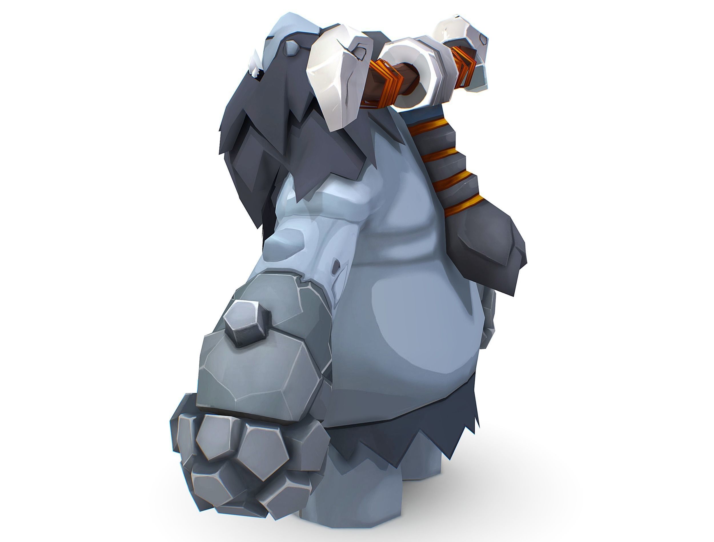 Grey Giant Golem Troll Snowman Viking Warrior Iceman Low-poly 3D model_14