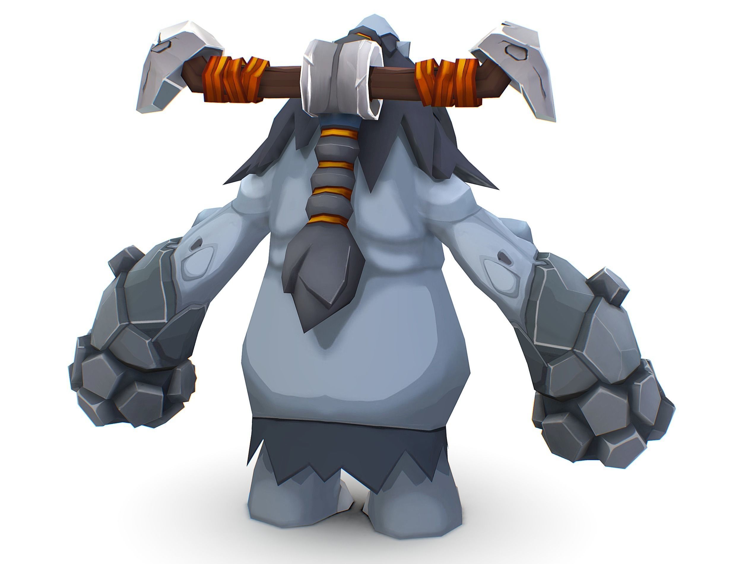 Grey Giant Golem Troll Snowman Viking Warrior Iceman Low-poly 3D model_10